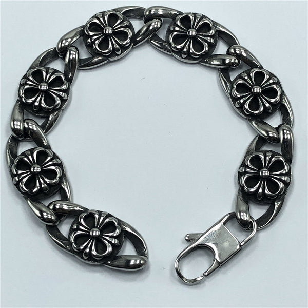 Chrome Hearts cross flower stainless steel magnetic buckle bracelet