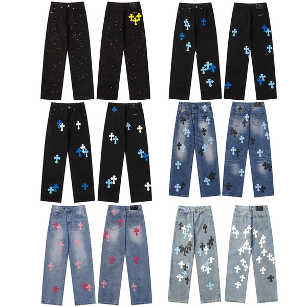 Chrome Hearts leopard print cross jeans pants