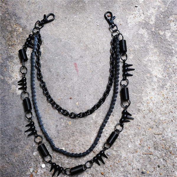 Chrome Hearts Black bicycle chain spring spiked three-layer metal trouser chains