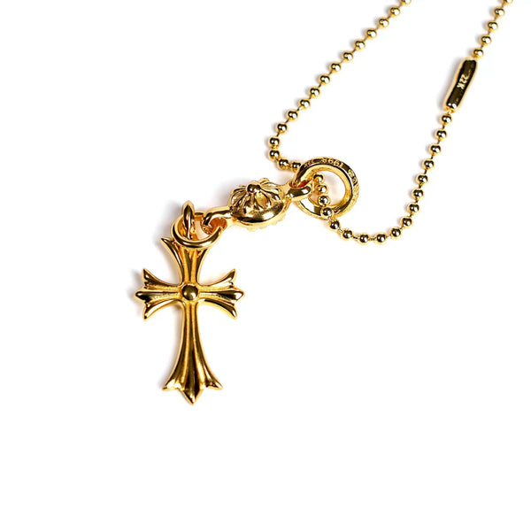CHROME HEARTS GOLD CROSS WITH ONE GOLD BALL CHARM
