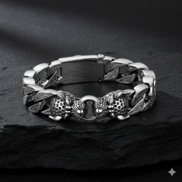 Chrome Hearts Very domineering retro double leopard men's bracelet