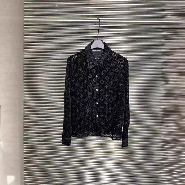 Chrome Hearts hollow black button shirt top
