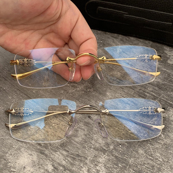 chrome hearts glasses frame punched business frameless glasses