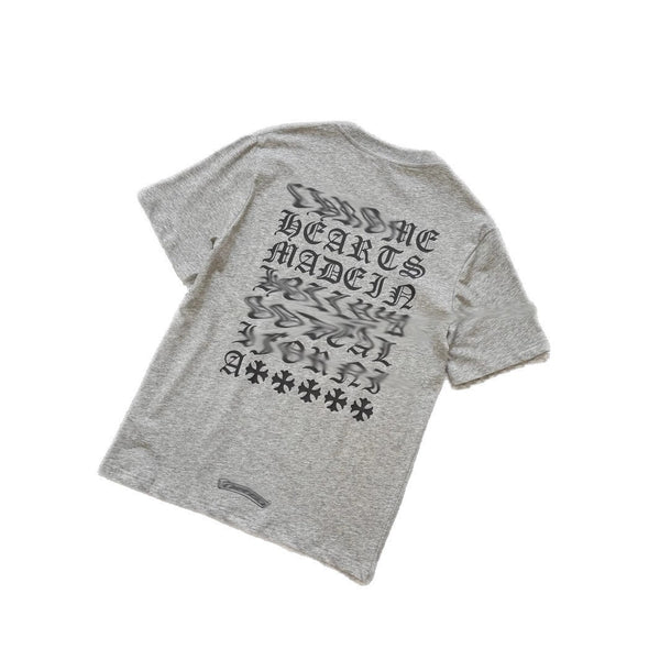 chrome hearts round-neck Sanskrit letter gray short-sleeved T-shirt