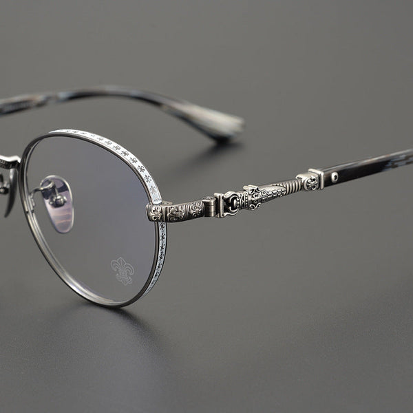 Chrome Hearts craftsmanship carved round frame glasses