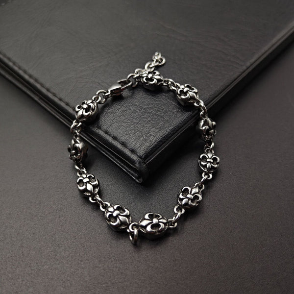 Chrome Hearts anchor flower ball Silver Sterling 925 bracelet