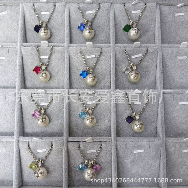 Chrome Hearts freshwater shell bead sugar cube pendant