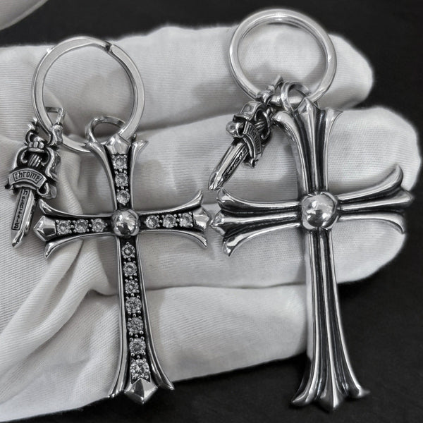 Chrome Hearts large cross inlaid with diamonds keychain