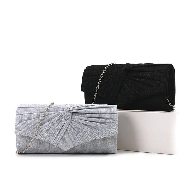 Pleated lace women's bag, solid color Clutch handbag