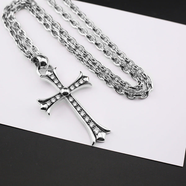 Chrome Hearts large cross diamond necklace