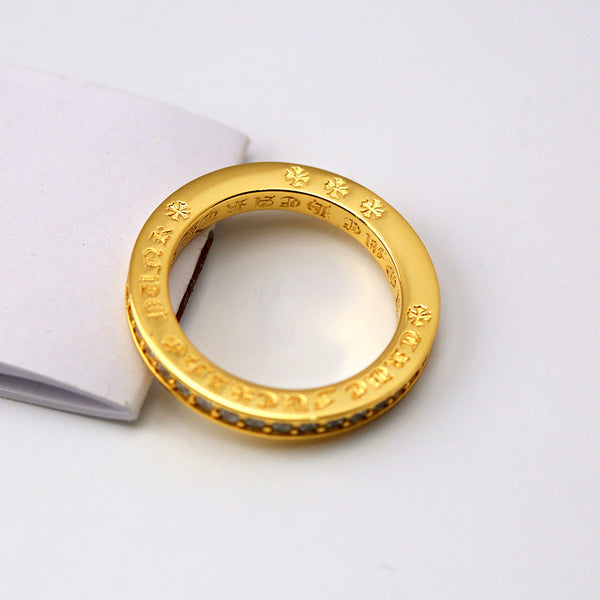 Chrome Hearts 24k Gold-plated Cross Full Diamond Ring