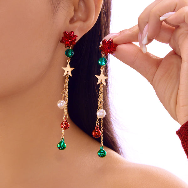 New Christmas earrings cute cartoon niche design snowflake snowman cookie pattern earrings for women