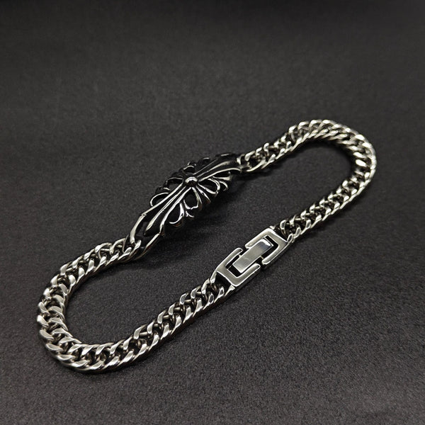 Chrome Hearts curved cross flower stainless steel bracelet