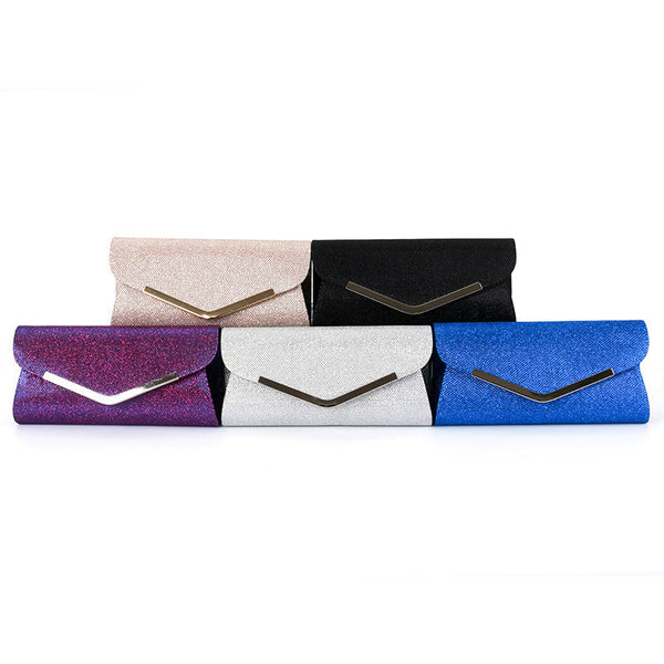 V-shaped metal strip flashing fashion evening bag