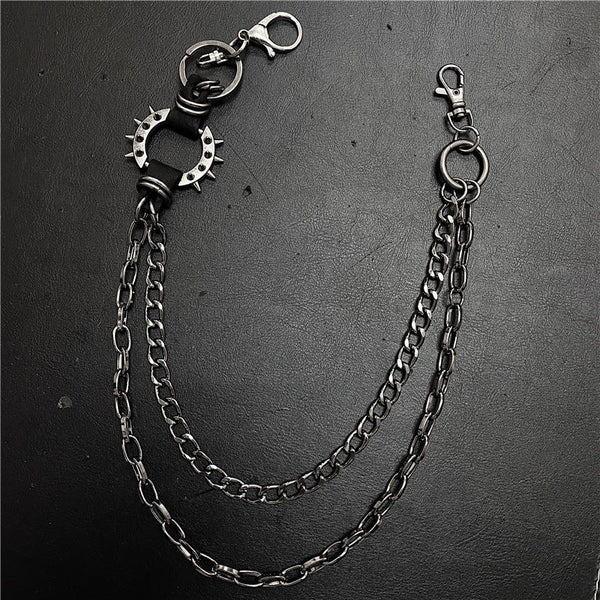 Chrome Hearts Exaggerated spiked retro trendy brand single loop pants chain