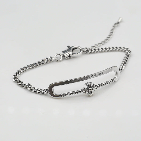 Chrome Hearts blackened silver cross letter bracelet