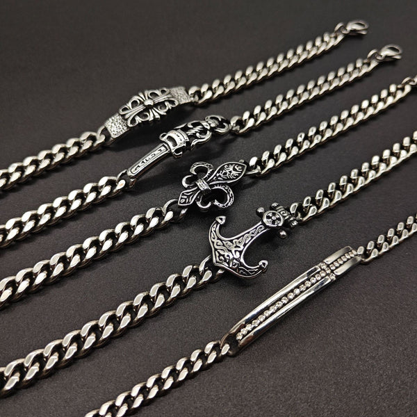 Chrome Hearts stainless steel Cuban chain curved bracelet