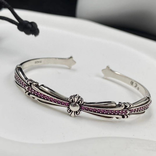 Chrome Hearts cross flower red diamond bracelet