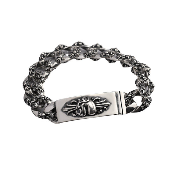 Chrome Hearts punk peach heart cross flower bracelet