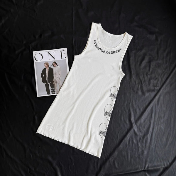 Chrome Hearts Heart Vine Print Elastic Slim Vest
