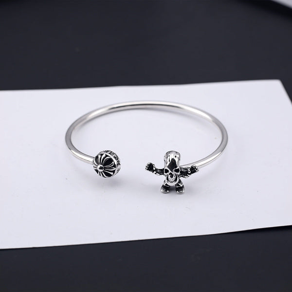 Chrome Hearts cross round beads small skull open bracelet