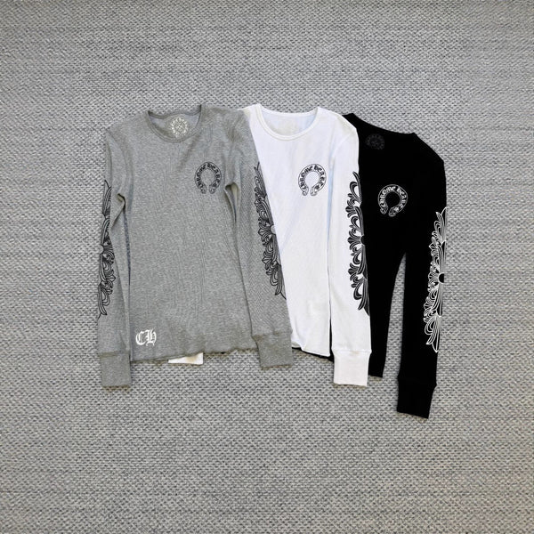 Chrome Hearts waffle horseshoe print long-sleeved T-shirt