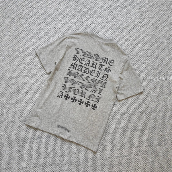 chrome hearts round-neck Sanskrit letter gray short-sleeved T-shirt
