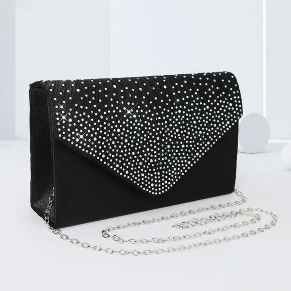 Colorful hot diamond black clutch