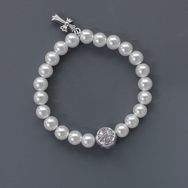 Chrome Hearts Cross Pearl Bracelet